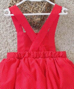 Kırmızı Puantiyeli Kız Çocuk Tütü Elbise Bandana Takım 1-8 Yaş