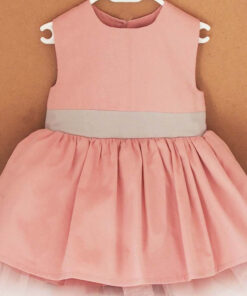Gri Pembe Fiyonklu Kız Çocuk Tütü Elbise Bandana Takım 1-8 Yaş