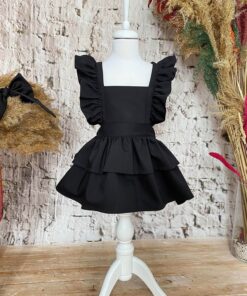 Kız çocuk siyah fırfırlı elbise