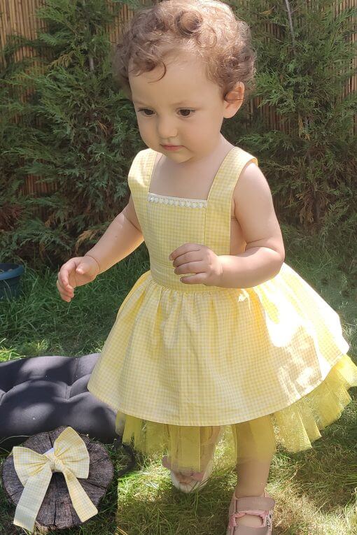kız çocuk sarı tütü elbise