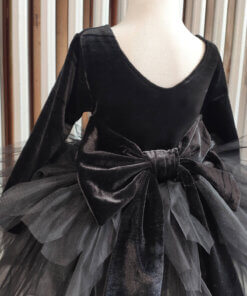 Kız Çocuk Siyah Tüllü Abiye Elbise, Parti Elbisesi, Siyah Doğum Günü Elbisesi, Bandana