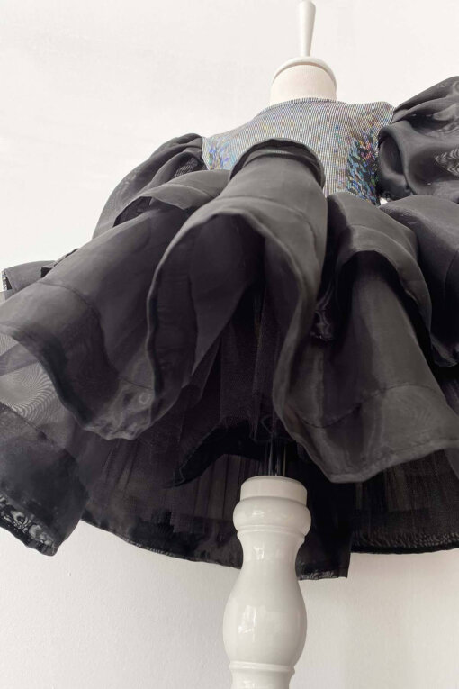 Kız Çocuk Siyah Organze Abiye Elbise, Parti Elbisesi, Doğum Günü Abiye Elbise