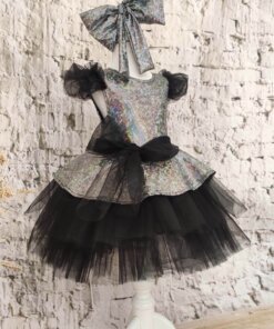 Kız Çocuk Siyah Tüllü Abiye Elbise, Parti Elbisesi, Doğum Günü Abiye Elbise