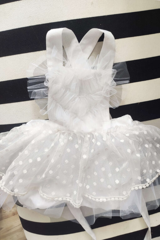 Kalpli Pamuk Beyaz Kız Bebek Tulum Tütü Elbise ve Bandana Takım, Çıtçıtlı Bebek Doğum Günü Elbisesi, Kız Bebek tütü elbise, kız bebek beyaz tulum, bebek beyaz doğum günü elbisesi, beyaz tütü tulum