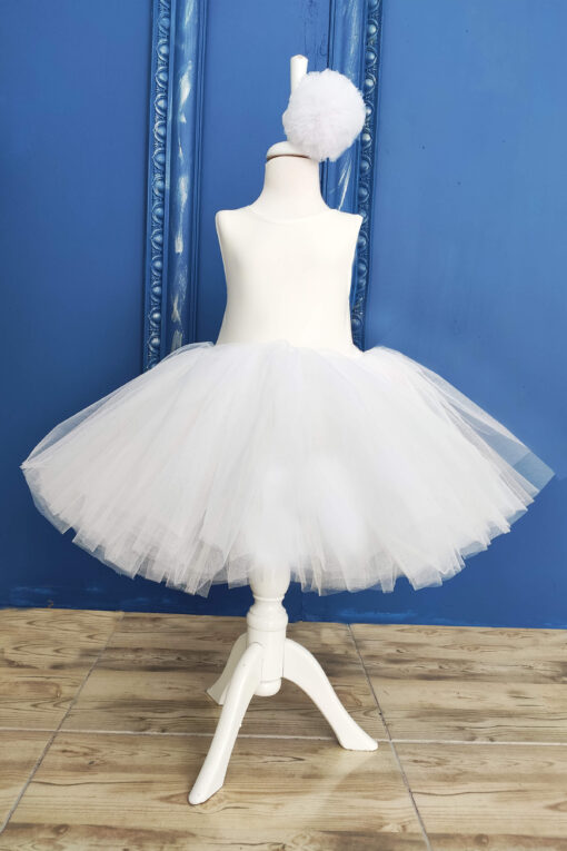Beyaz Balerin Model Elbise, Bandana Takımı - Çocuk Abiye Elbise, doğum günü elbisesi, kız çocuk tütü elbise, beyaz tütü elbise, kız çocuk beyaz tüllü elbise, kız çocuk parti elbisesi